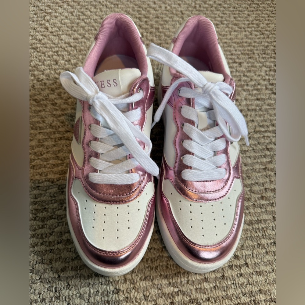 Guess Metallic Pink and White Sneakers